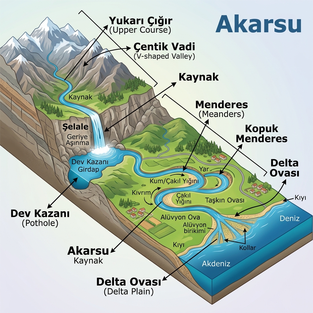 Akarsu Şekilleri İllüstrasyonu