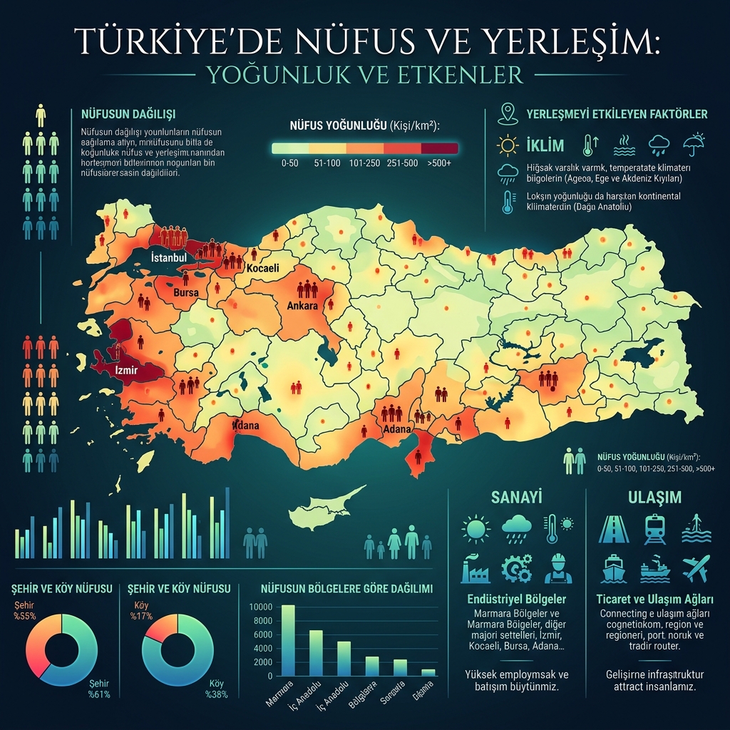 Türkiye Nüfus ve Yerleşim İnfografiği