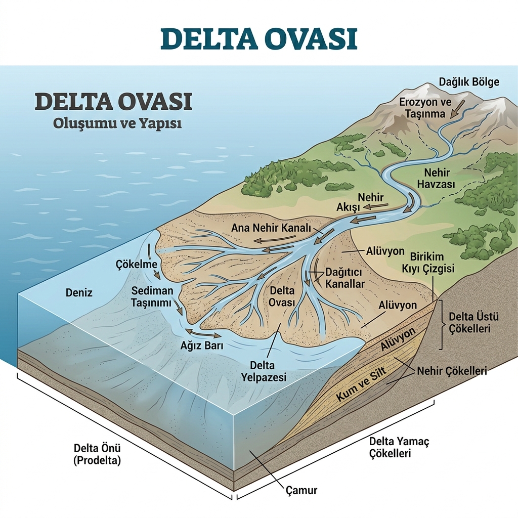 Türkiye Delta Ovası Oluşumu Şeması - Çukurova, Bafra ve Çarşamba Delta Ovaları