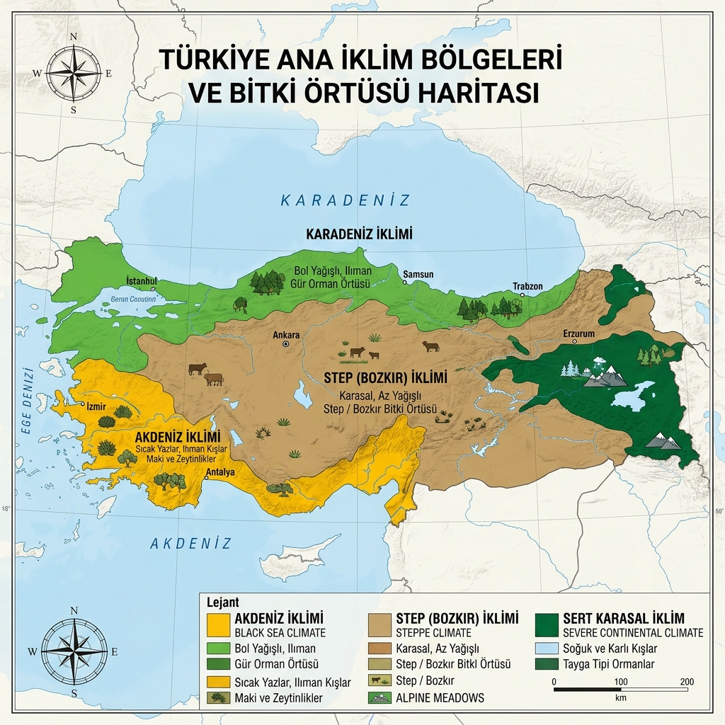 Türkiye İklim Bölgeleri ve Bitki Örtüsü Haritası