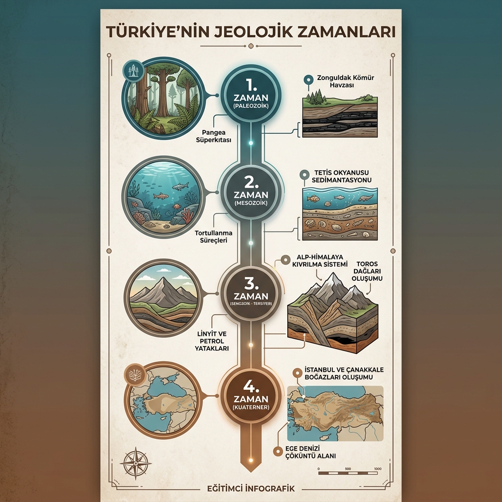 Türkiye'nin Jeolojik Zamanları İnfografik